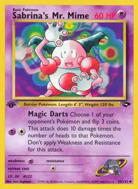 Carte Pokémon Sabrina’s Mr. Mime 059/132, extension Gym Challenge (sortie anglaise)