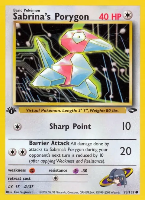 Carte Pokémon Sabrina’s Porygon 098/132, extension Gym Challenge (sortie anglaise)