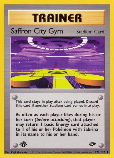 Carte Pokémon Saffron City Gym 122/132, extension Gym Challenge (sortie anglaise)