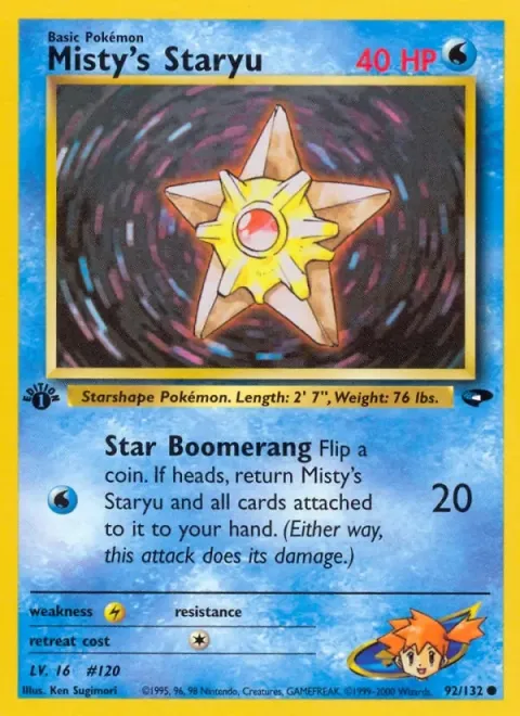 Carte Pokémon Stari d’Ondine 092/132, extension Gym Challenge (sortie anglaise)