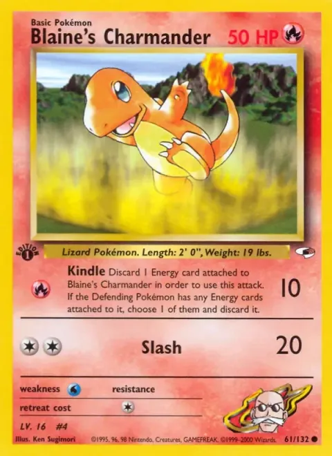 Carte Pokémon Blaine’s Charmander 061/132, extension Gym Heroes (sortie anglaise)