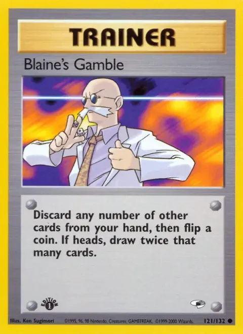 Carte Pokémon Blaine’s Gamble 121/132, extension Gym Heroes (sortie anglaise)