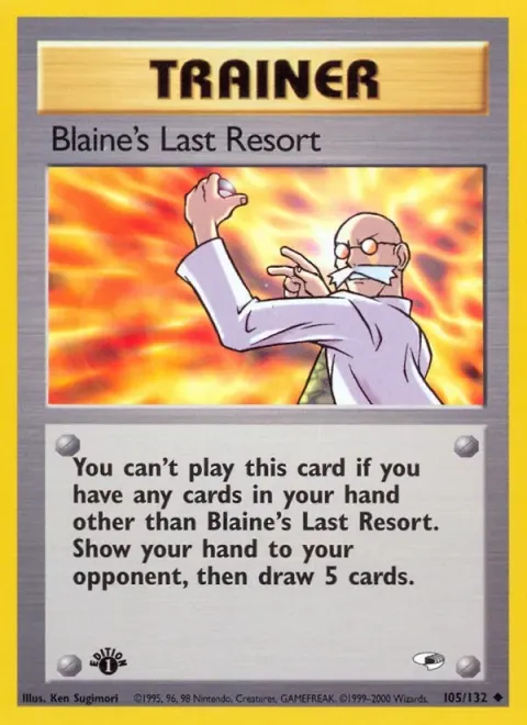 Carte Pokémon Blaine’s Last Resort 105/132, extension Gym Heroes (sortie anglaise)