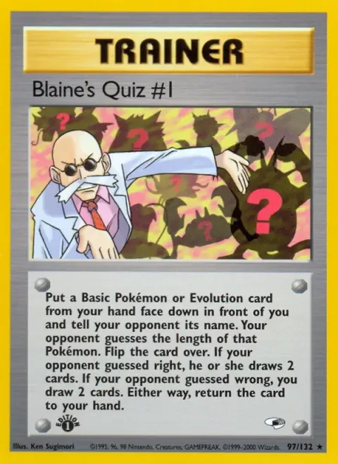 Carte Pokémon Blaine’s Quiz #1 097/132, extension Gym Heroes (sortie anglaise)