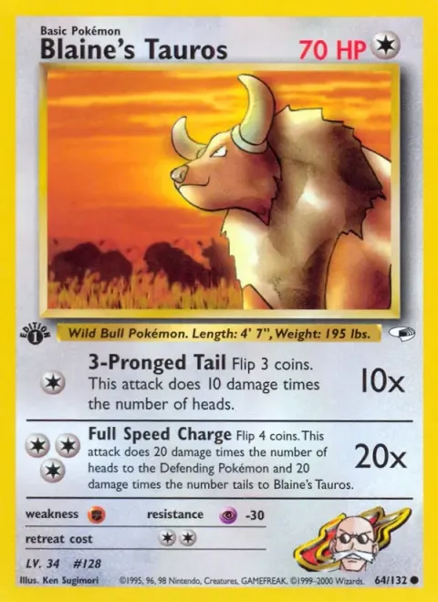 Carte Pokémon Blaine’s Tauros 064/132, extension Gym Heroes (sortie anglaise)
