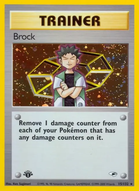 Carte Pokémon Brock 015/132, extension Gym Heroes (sortie anglaise)