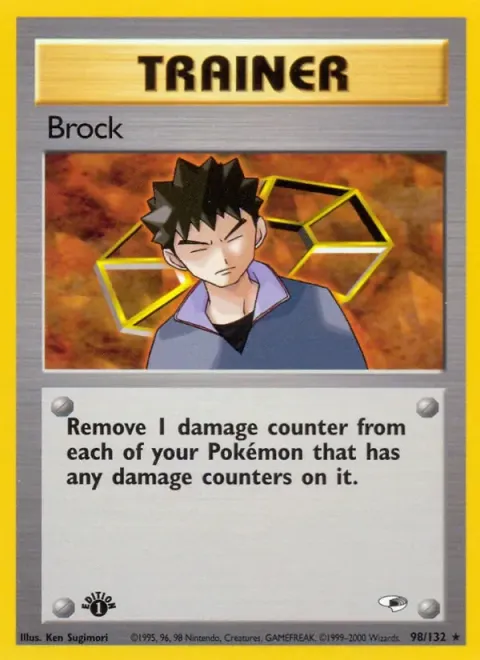 Carte Pokémon Brock 098/132, extension Gym Heroes (sortie anglaise)