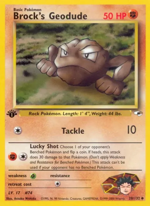 Carte Pokémon Brock’s Geodude 038/132, extension Gym Heroes (sortie anglaise)