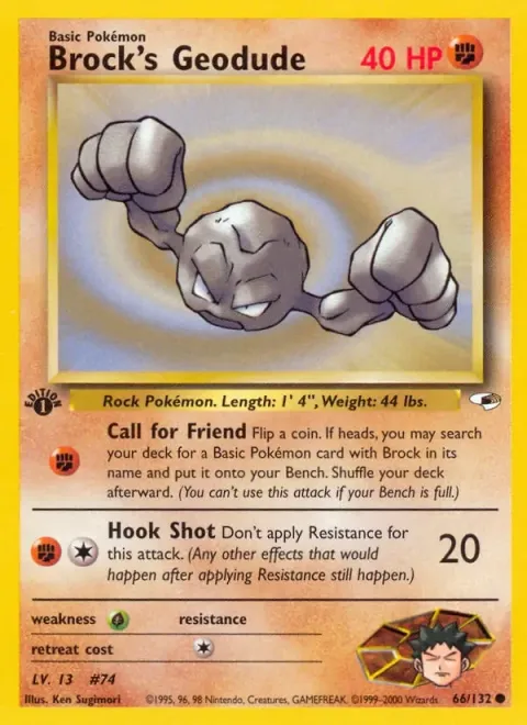 Carte Pokémon Brock’s Geodude 066/132, extension Gym Heroes (sortie anglaise)