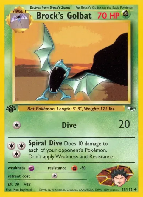 Carte Pokémon Brock’s Golbat 039/132, extension Gym Heroes (sortie anglaise)