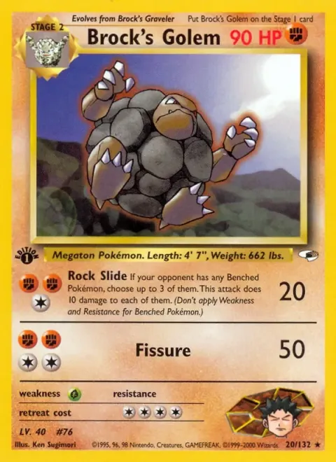 Carte Pokémon Brock’s Golem 020/132, extension Gym Heroes (sortie anglaise)