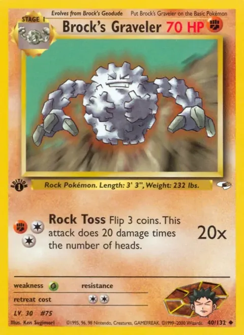 Carte Pokémon Brock’s Graveler 040/132, extension Gym Heroes (sortie anglaise)
