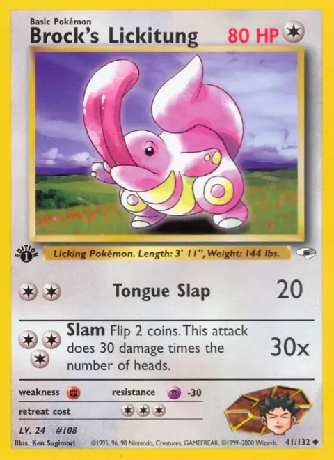 Carte Pokémon Brock’s Lickitung 041/132, extension Gym Heroes (sortie anglaise)