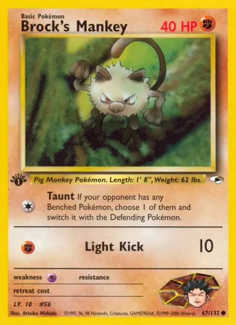 Carte Pokémon Brock’s Mankey 067/132, extension Gym Heroes (sortie anglaise)