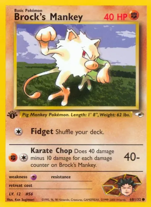 Carte Pokémon Brock’s Mankey 068/132, extension Gym Heroes (sortie anglaise)
