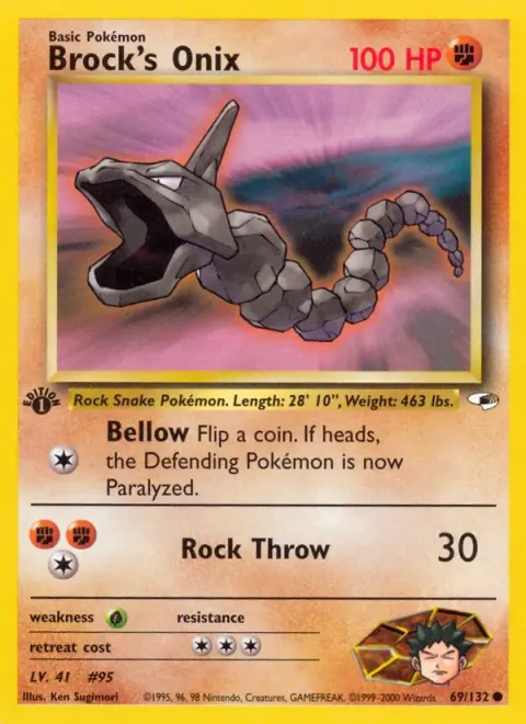 Carte Pokémon Brock’s Onix 069/132, extension Gym Heroes (sortie anglaise)