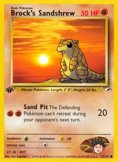 Carte Pokémon Brock’s Sandshrew 072/132, extension Gym Heroes (sortie anglaise)