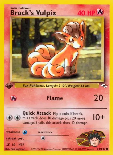 Carte Pokémon Brock’s Vulpix 073/132, extension Gym Heroes (sortie anglaise)