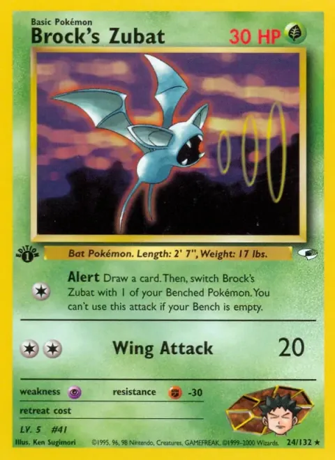 Carte Pokémon Brock’s Zubat 024/132, extension Gym Heroes (sortie anglaise)