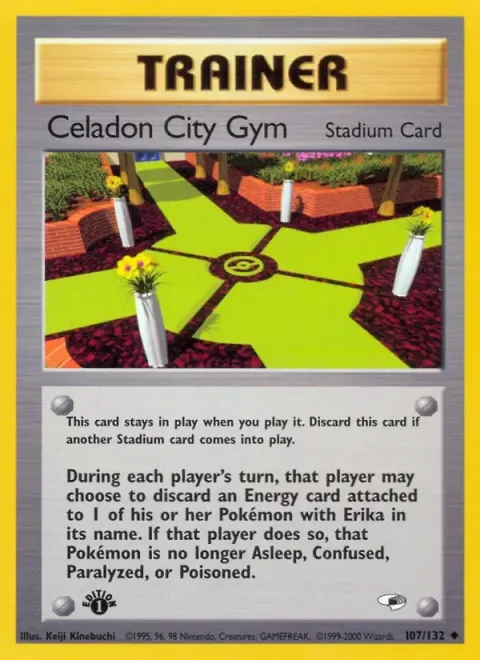 Carte Pokémon Celadon City Gym 107/132, extension Gym Heroes (sortie anglaise)