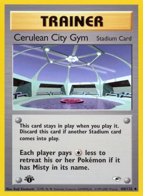 Carte Pokémon Cerulean City Gym 108/132, extension Gym Heroes (sortie anglaise)