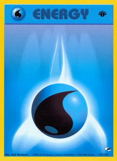 Carte Pokémon Énergie Eau 132/132, extension Gym Heroes (sortie anglaise)