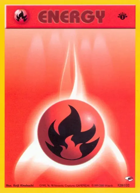 Carte Pokémon Énergie Feu 128/132, extension Gym Heroes (sortie anglaise)