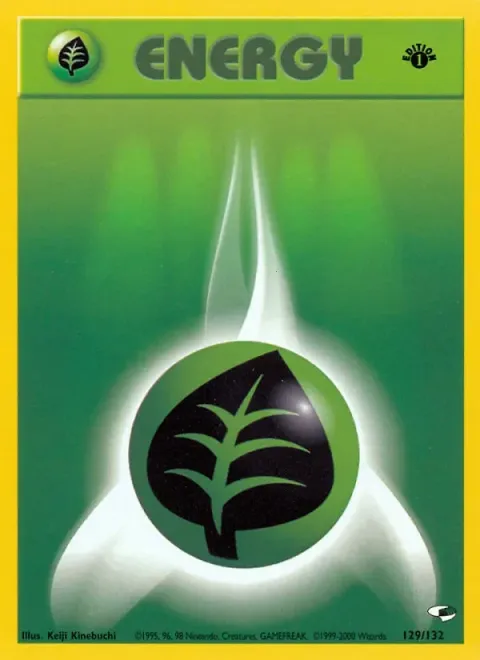 Carte Pokémon Énergie Plante 129/132, extension Gym Heroes (sortie anglaise)