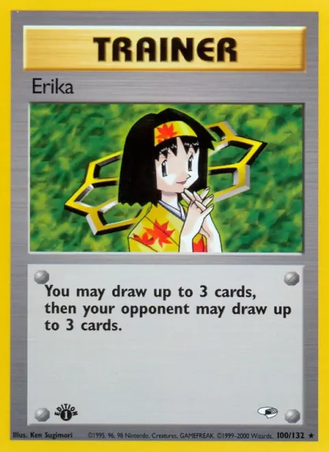 Carte Pokémon Erika 100/132, extension Gym Heroes (sortie anglaise)