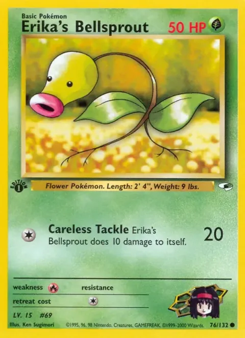 Carte Pokémon Erika’s Bellsprout 076/132, extension Gym Heroes (sortie anglaise)