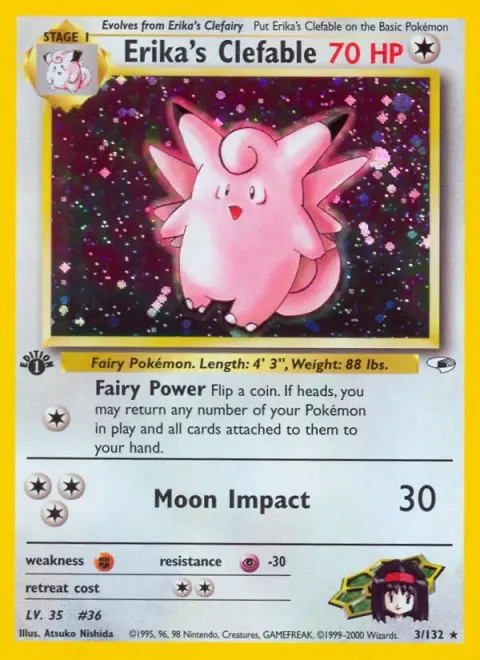 Carte Pokémon Erika’s Clefable 003/132, extension Gym Heroes (sortie anglaise)