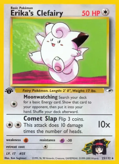 Carte Pokémon Erika’s Clefairy 025/132, extension Gym Heroes (sortie anglaise)