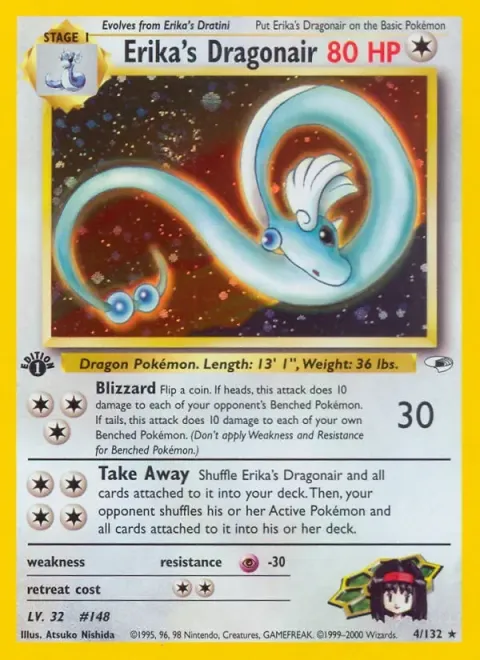 Carte Pokémon Erika’s Dragonair 004/132, extension Gym Heroes (sortie anglaise)