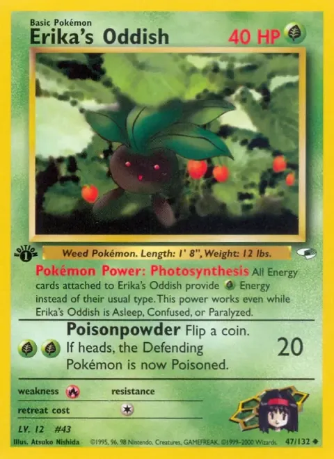 Carte Pokémon Erika’s Oddish 047/132, extension Gym Heroes (sortie anglaise)
