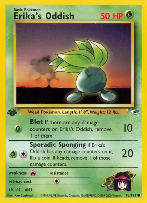 Carte Pokémon Erika’s Oddish 078/132, extension Gym Heroes (sortie anglaise)