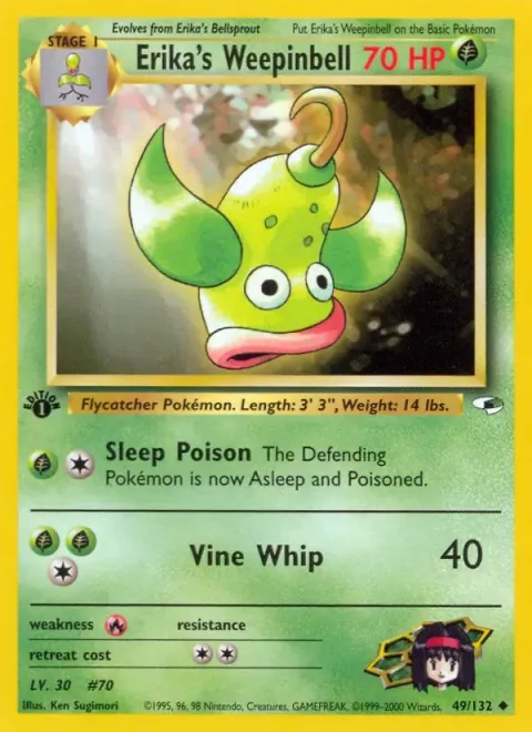 Carte Pokémon Erika’s Weepinbell 049/132, extension Gym Heroes (sortie anglaise)