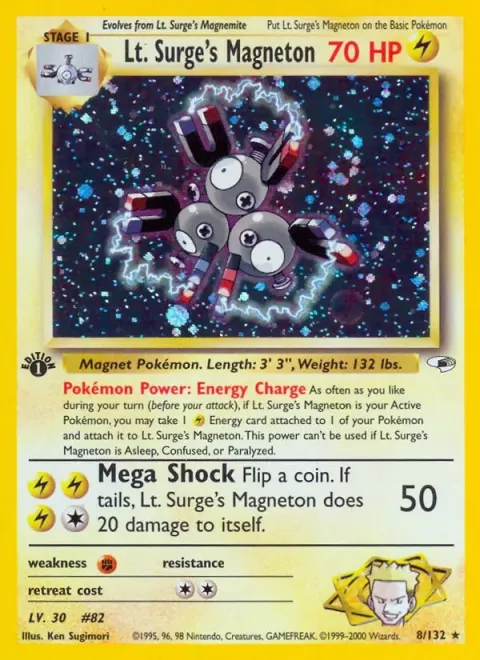 Carte Pokémon Lt. Surge’s Magneton 008/132, extension Gym Heroes (sortie anglaise)