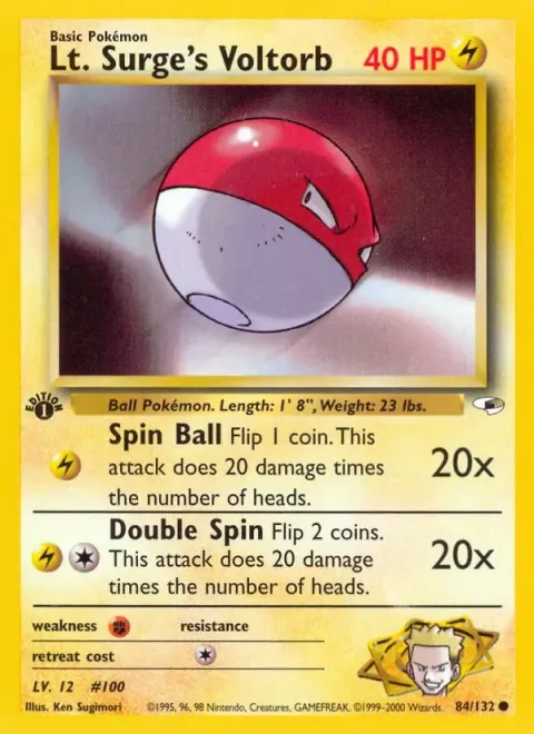Carte Pokémon Lt. Surge’s Voltorb 084/132, extension Gym Heroes (sortie anglaise)