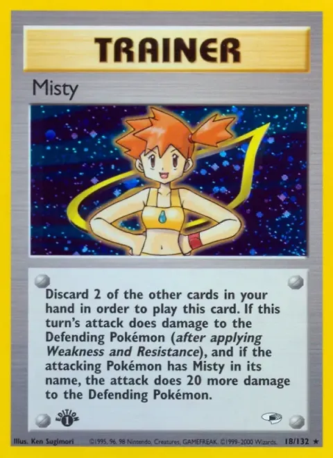 Carte Pokémon Misty 018/132, extension Gym Heroes (sortie anglaise)