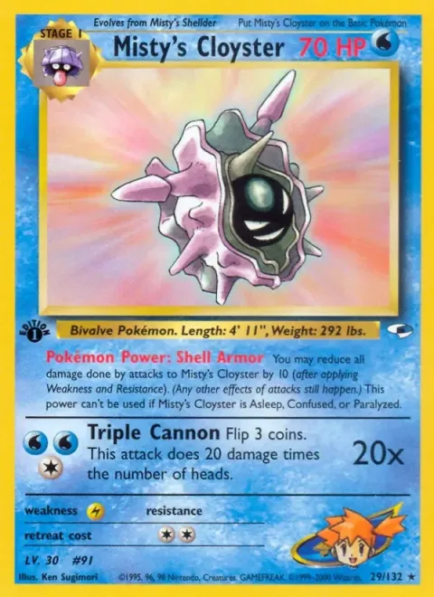 Carte Pokémon Misty’s Cloyster 029/132, extension Gym Heroes (sortie anglaise)