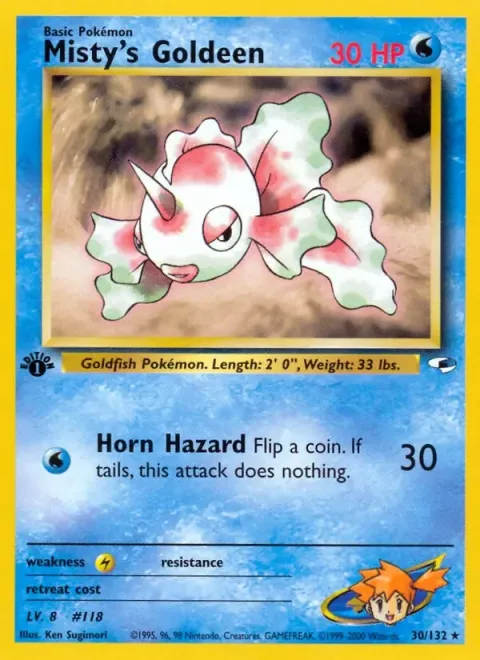 Carte Pokémon Misty’s Goldeen 030/132, extension Gym Heroes (sortie anglaise)