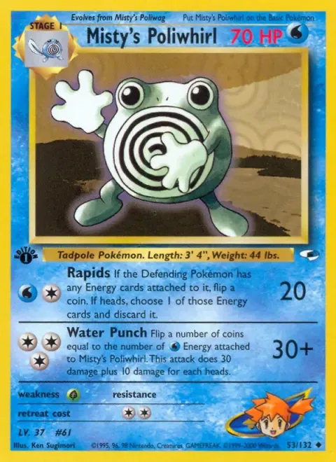 Carte Pokémon Misty’s Poliwhirl 053/132, extension Gym Heroes (sortie anglaise)