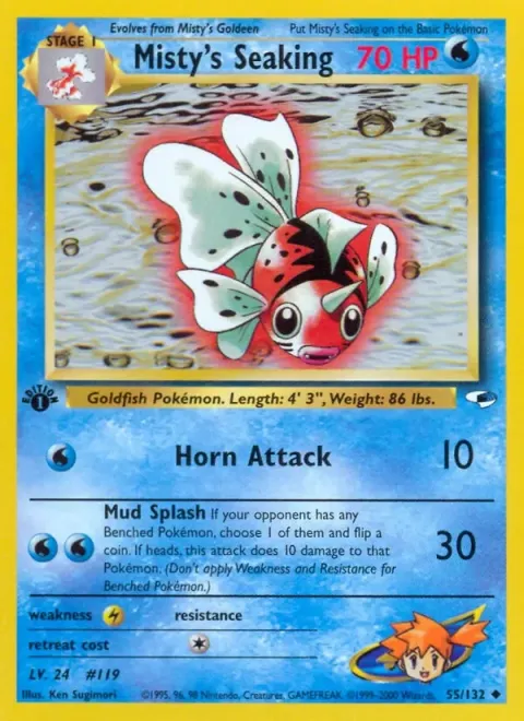 Carte Pokémon Misty’s Seaking 055/132, extension Gym Heroes (sortie anglaise)