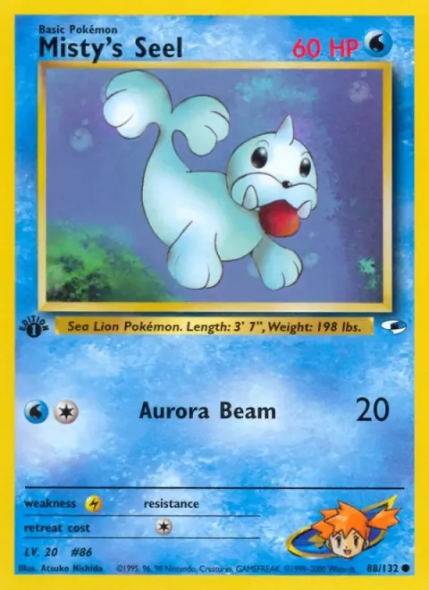 Carte Pokémon Misty’s Seel 088/132, extension Gym Heroes (sortie anglaise)