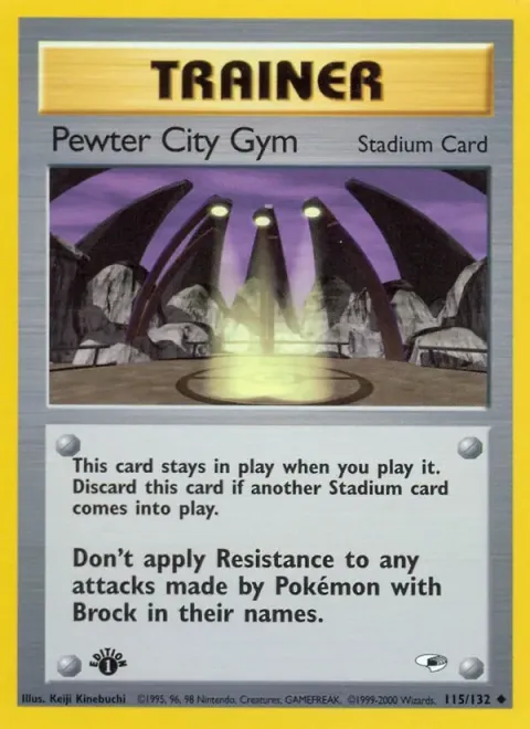 Carte Pokémon Pewter City Gym 115/132, extension Gym Heroes (sortie anglaise)