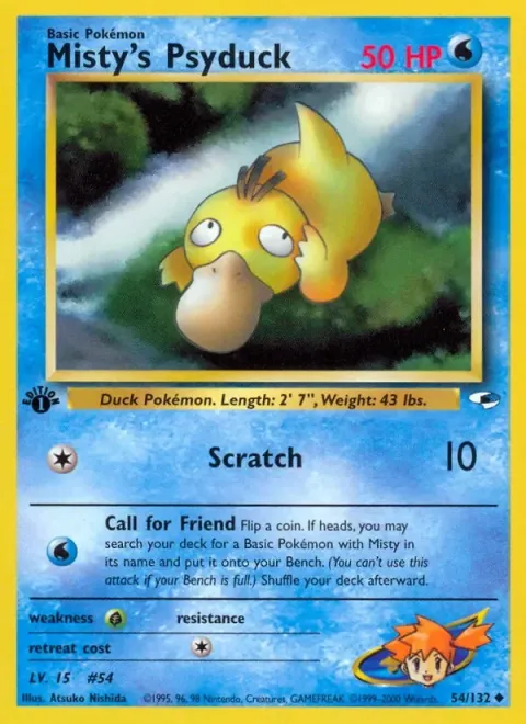 Carte Pokémon Psykokwak d’Ondine 054/132, extension Gym Heroes (sortie anglaise)