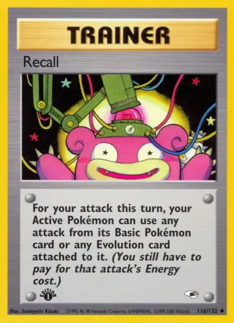 Carte Pokémon Recall 116/132, extension Gym Heroes (sortie anglaise)