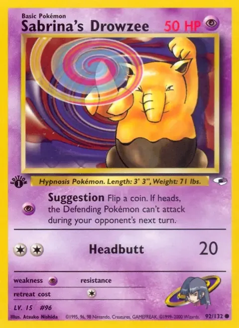 Carte Pokémon Sabrina’s Drowzee 092/132, extension Gym Heroes (sortie anglaise)