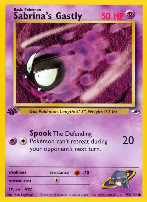 Carte Pokémon Sabrina’s Gastly 093/132, extension Gym Heroes (sortie anglaise)