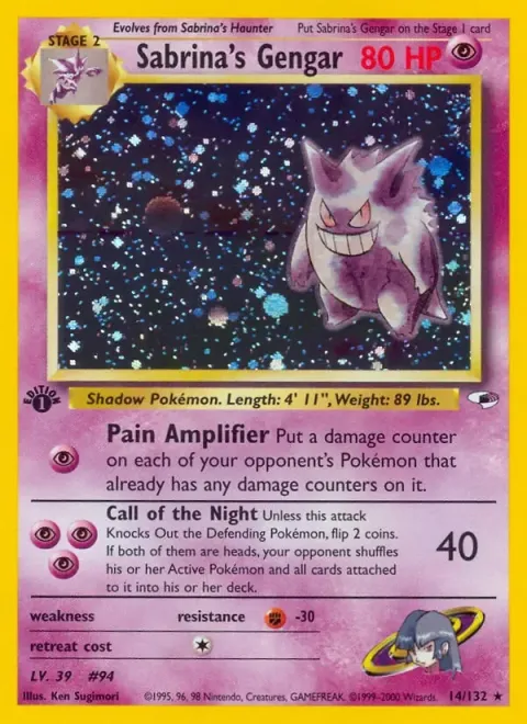 Carte Pokémon Sabrina’s Gengar 014/132, extension Gym Heroes (sortie anglaise)